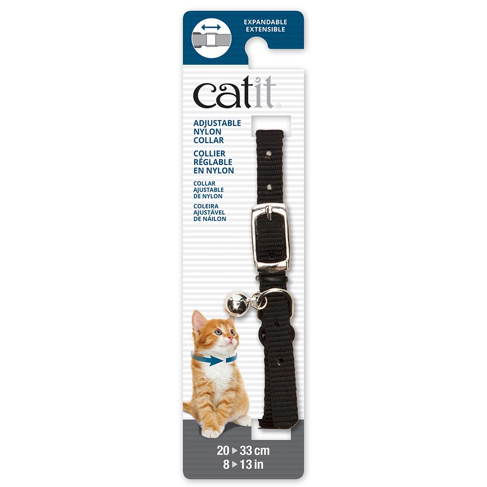 Catit-55312-AdjNylonCollarReflectiveBlack-3F-Int