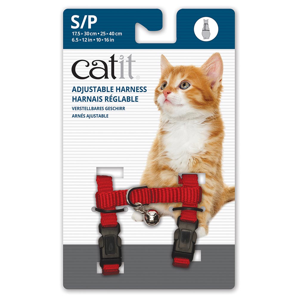Catit-55331-AdjNylonCatHarnessSmallRed-3F-Int