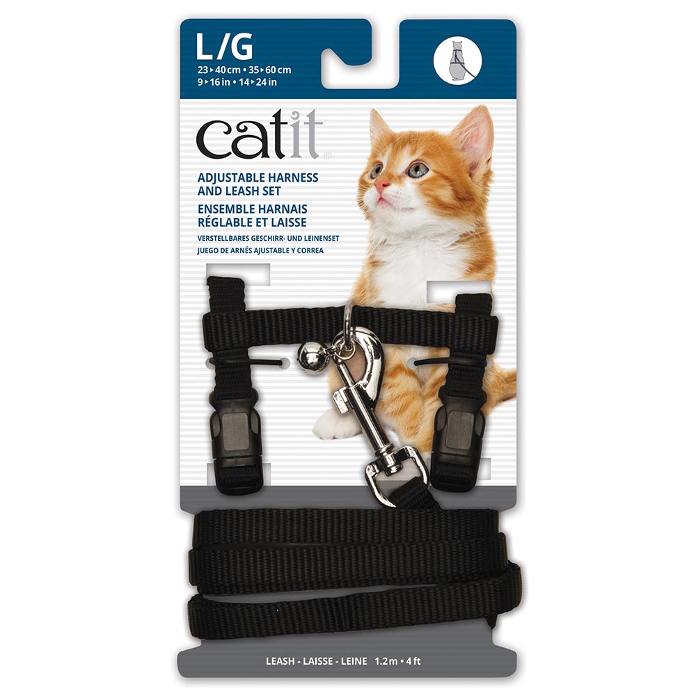 Catit-55382-AdjNylonCatHarnessLeadSetLargeBlack-3F-Int